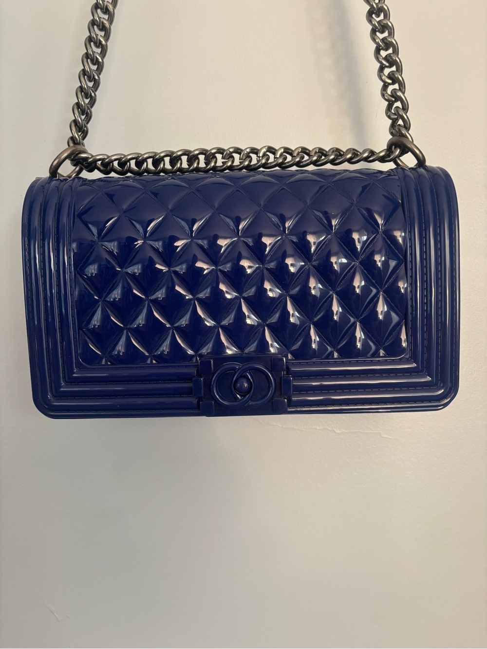 Jelly Toyboy Quilted Shoulder Bag in Royal/Navy Blue.